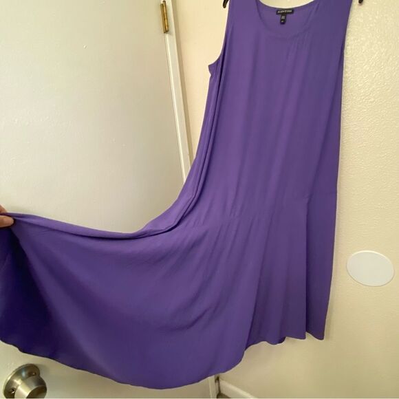 EILEEN FISHER 100% Silk Georgette maxi sleeveless Dress purple oversized S - Picture 2 of 14